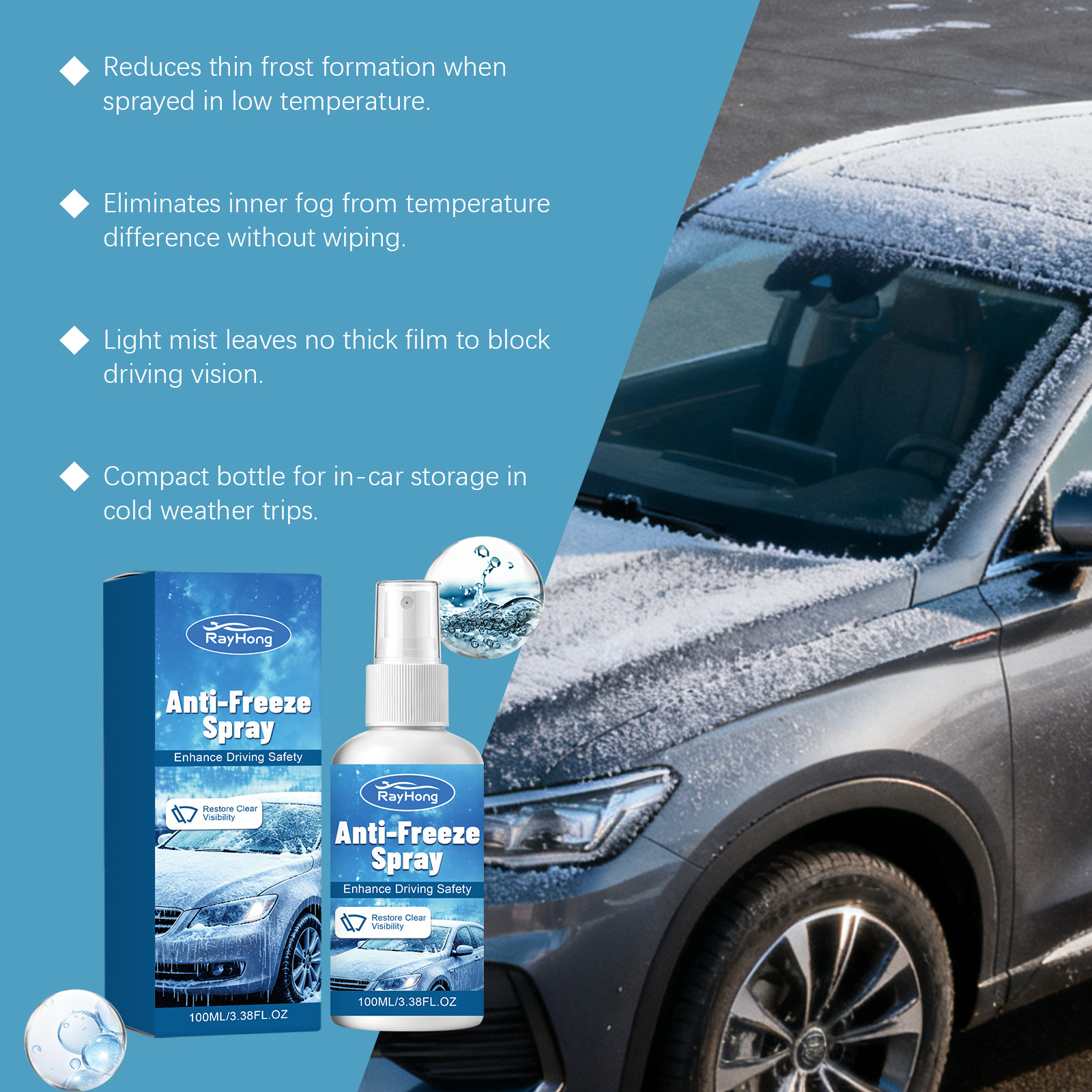 Spray Antigel Pare-Brise 100 ml — Désembuage Auto 1