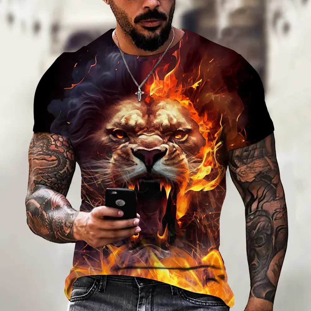 Animal Beast Lion 3D Printed Summer Men's