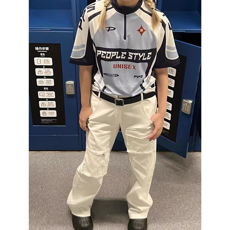 Contrast Color Stretch Breathable Slim Short Sleeve