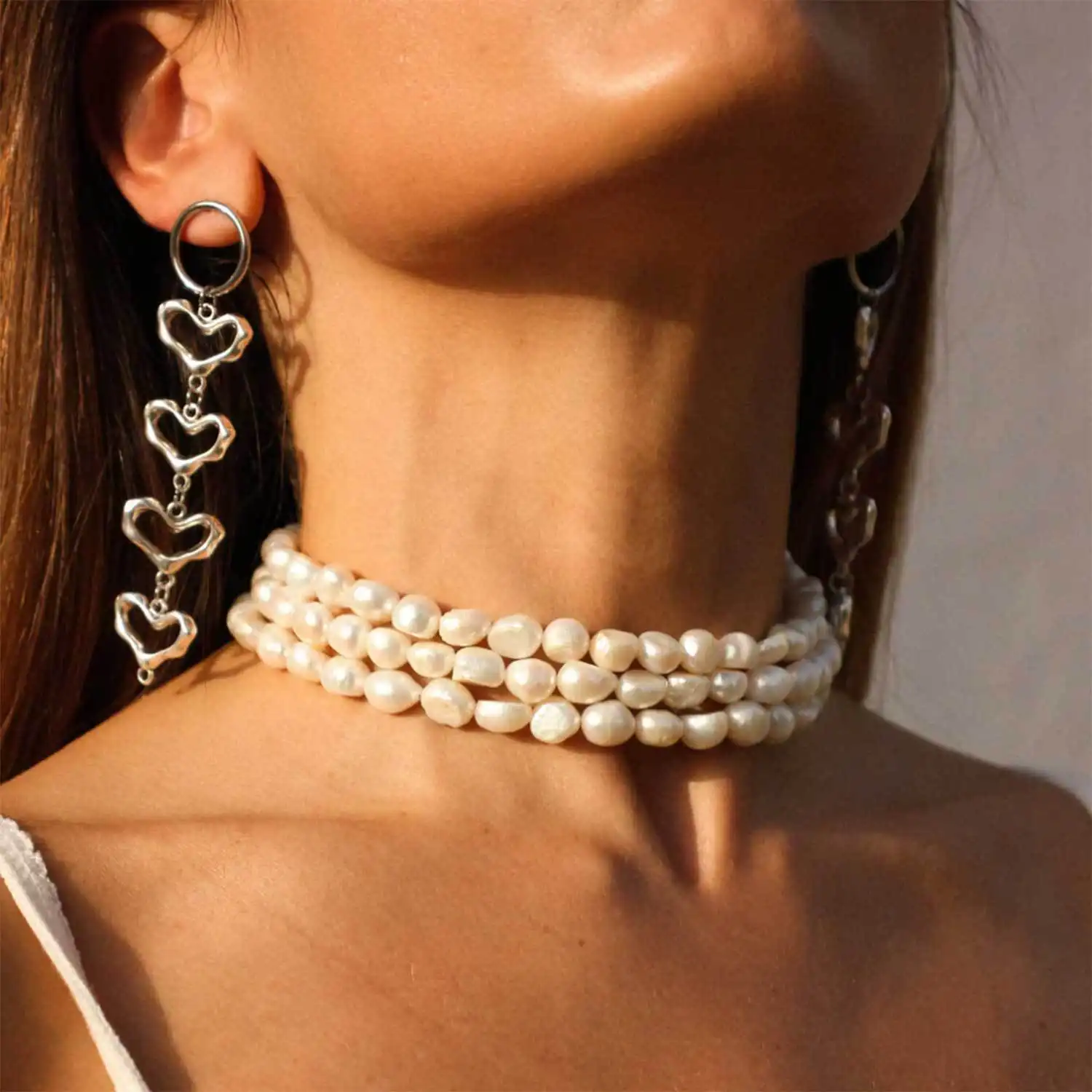 Retro Hollow Design Ins Style Exaggerated Heart-shaped Patch Earrings