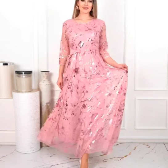 Summer New Style Gauze Round-Neck Womens Robe Dress