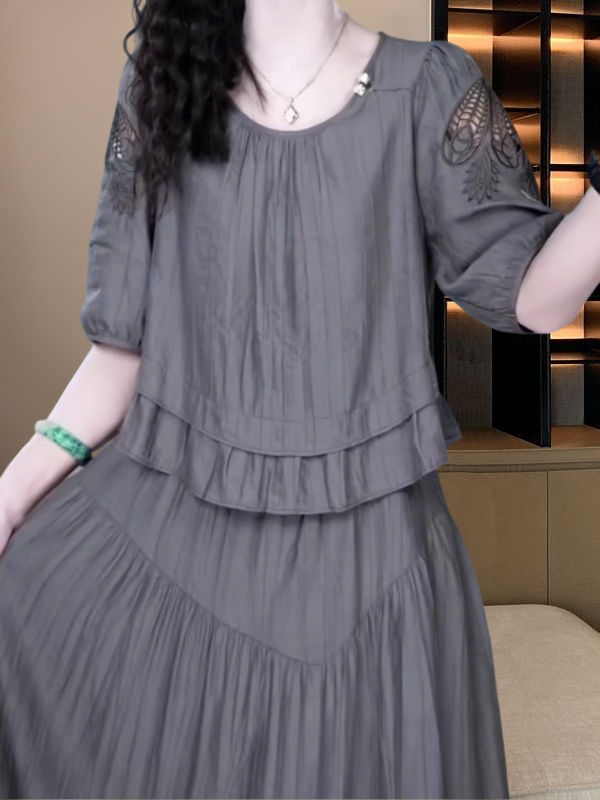 A-Line Three-Quarter Sleeve Midi Dress, picture 6 of 6