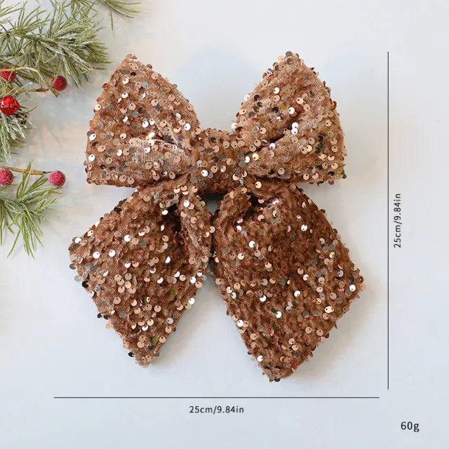Sequin Bow Christmas Decorations Show Window Hangings Pendant Coffee Gold Sequins - Shop at LoveMi