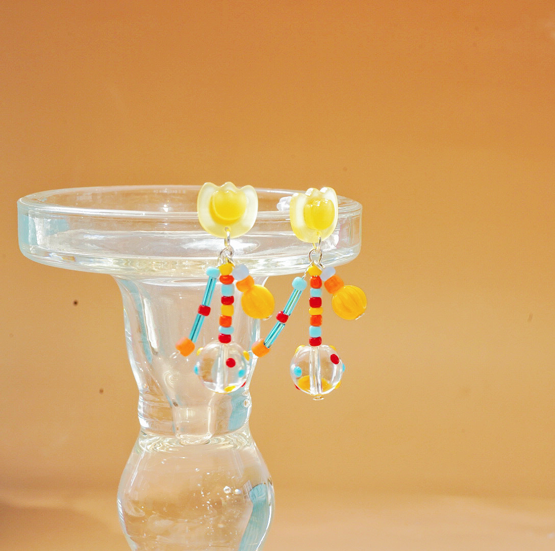 High-grade Special-interest Design Tulip Beaded Colorful Earrings