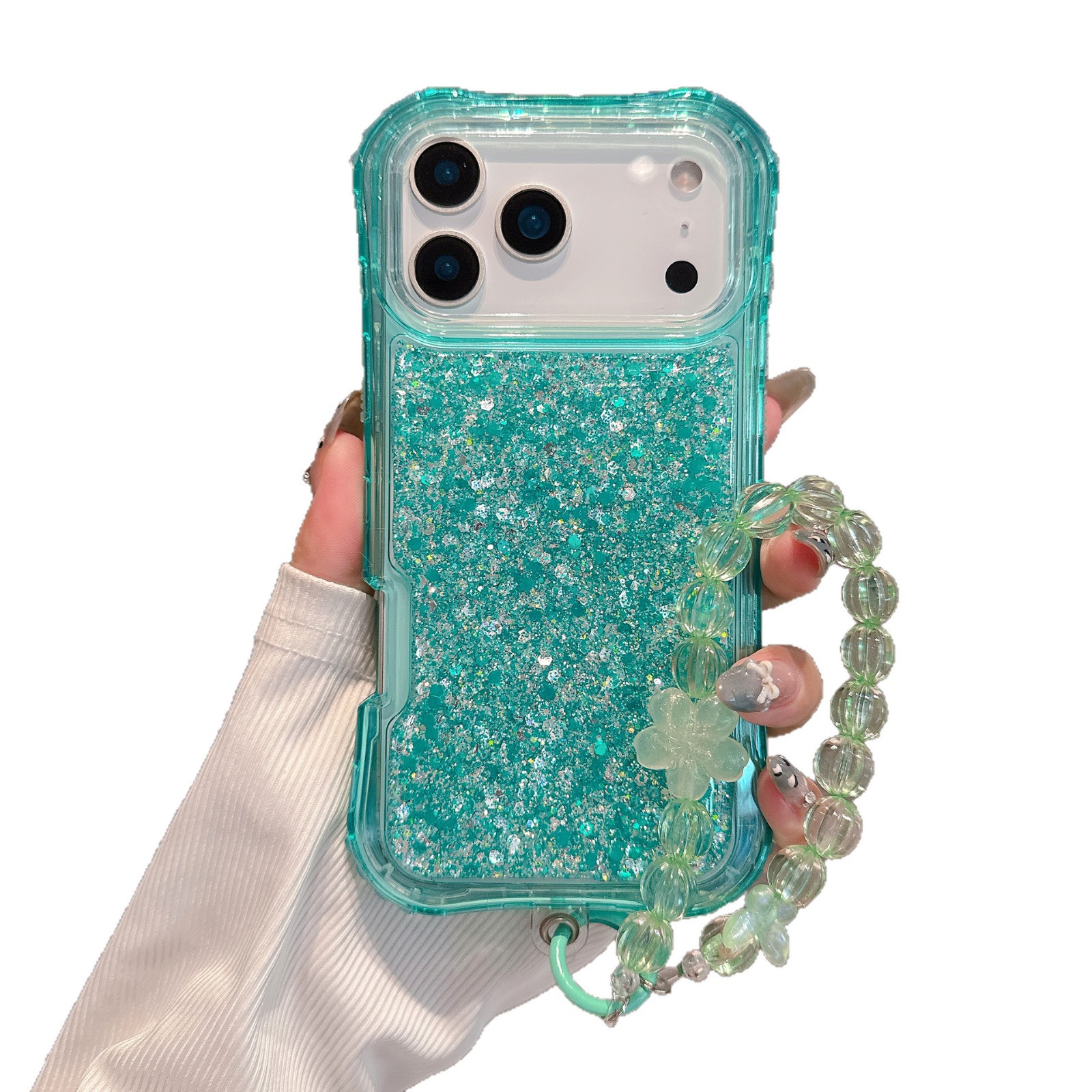 South American-style Slimming Phone Case With 3-in-1 Glitter Epoxy Drop-proof Design And A Matching Bracelet