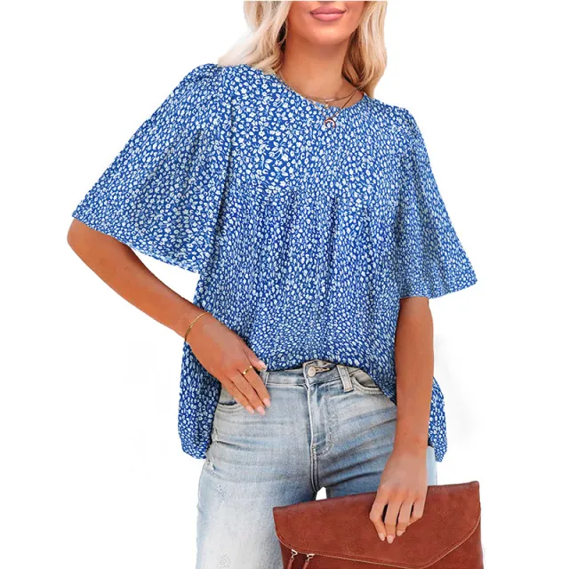 Women's Fashion Casual Floral Bohemian Little girl Style Clothes Blue - Shop at LoveMi