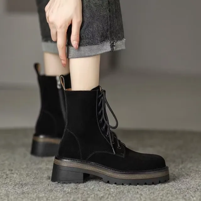 Platform Height increasing Ankle Boots Versatile Short Boots For Petite Women Black - Shop at LoveMi