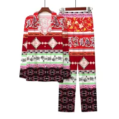 European And American Style 3D Digital Printed Button-up Shirt Comfortable Pyjama Pants - Colour 8-Xl - View 1