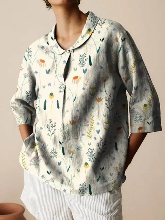 Autumn New Retro Slub Linen Shirt Casual 12 Models - Shop at LoveMi
