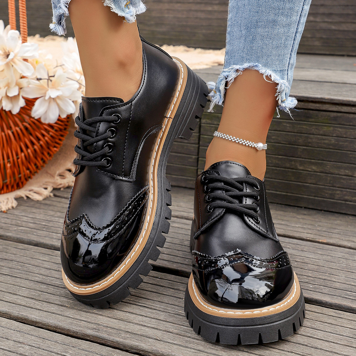 Round Toe Mid-Heel Pumps – angled view