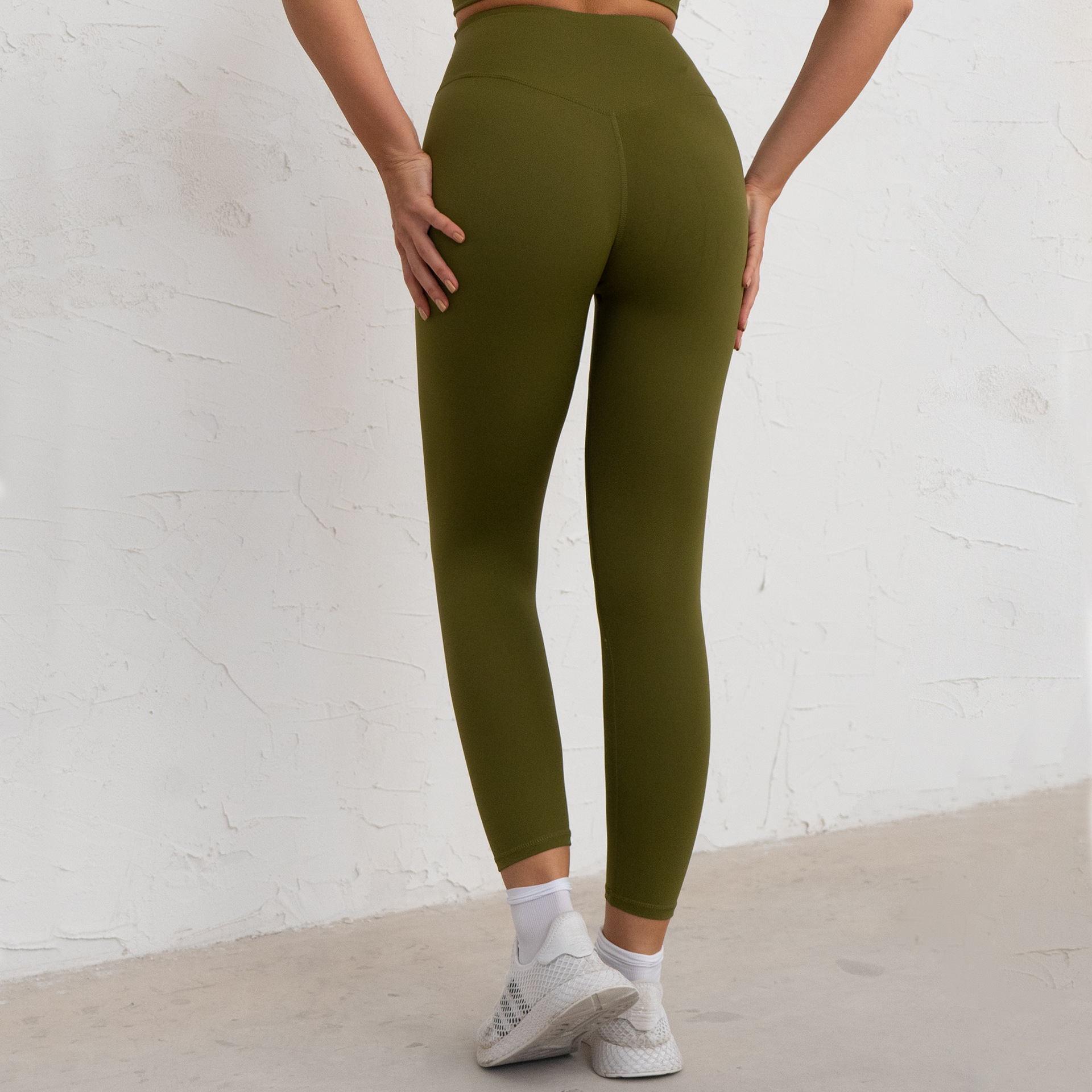Slit Yoga Clothes Short Skirt Fitness Shockproof Sports Vest High Waist Trousers Moss Green Trousers - Shop at LoveMi