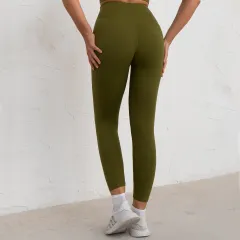 Slit Yoga Clothes Short Skirt Fitness Shockproof Sports Vest High Waist Trousers - Moss Green Trousers - View 1