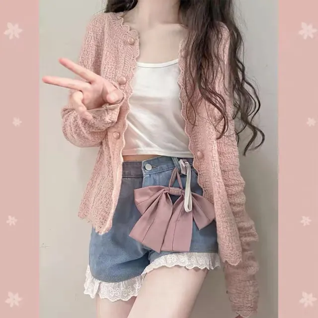Small Girl Anti aging Sweater Cardigan Pink - Shop at LoveMi