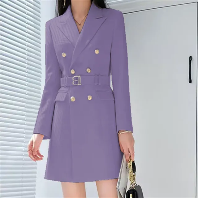 Office Lady Style Slimming Waist Trimming Coat Women's Top Taro Purple - Shop at LoveMi