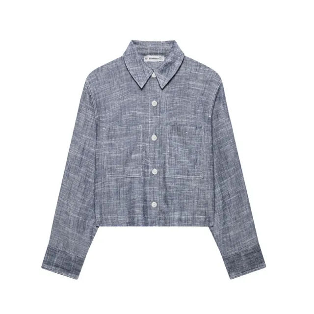 European And American Style Fashion Pocket Decoration Short Shirt Trousers Top Xs - Shop at LoveMi
