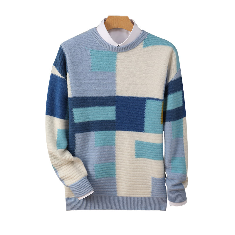 Cashmere Sweater Men's Loose Round Neck Multicolor - Image 3