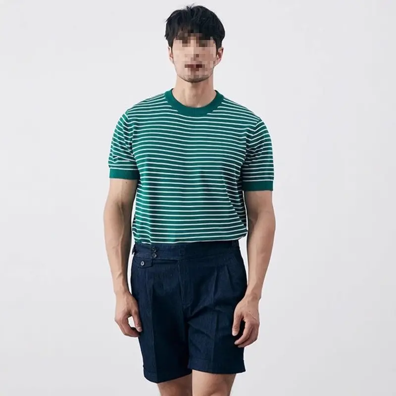 Men's High-grade Casual Striped Round Neck Knitted