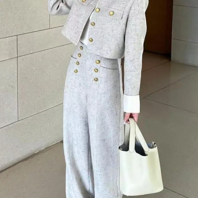 New Early Autumn Set Slimming French Style Temperament Two piece Set Pants - Shop at LoveMi