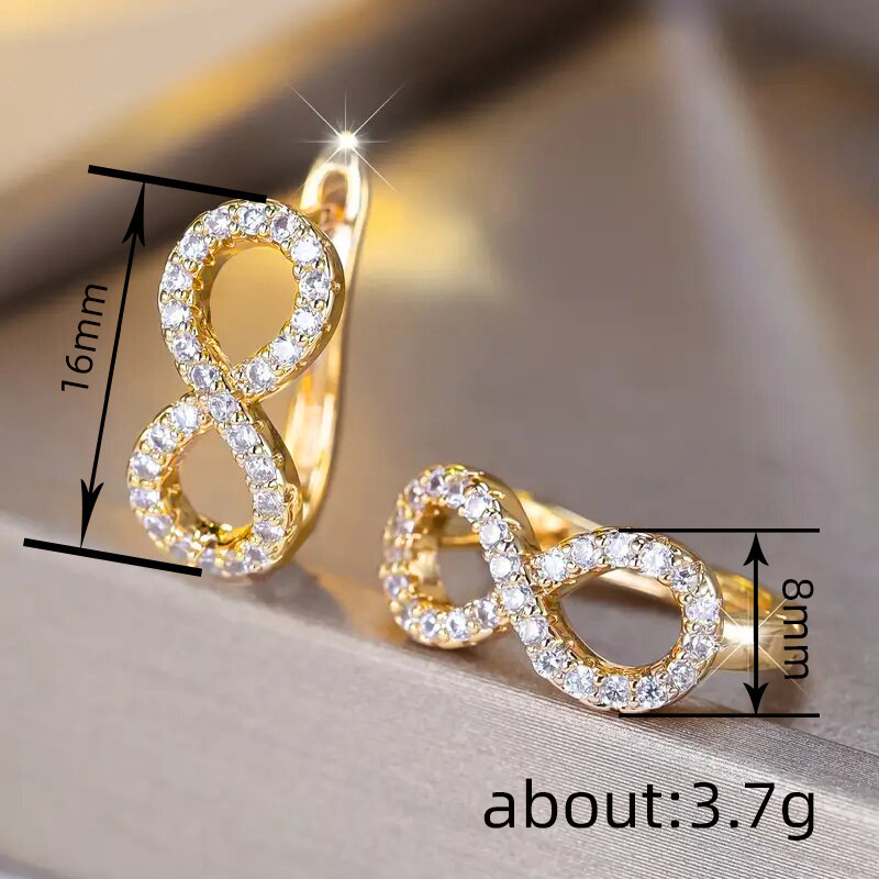 Fashionable Micro-Pave Zircon Infinity Symbol Ear Clips