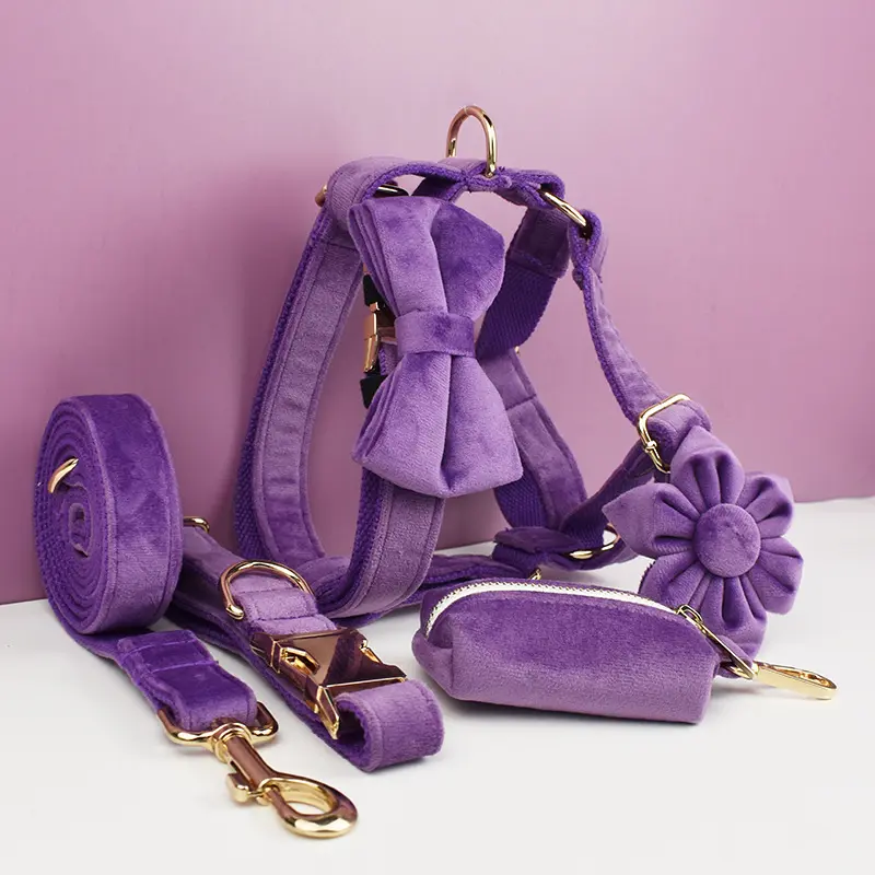 Plush Dog Collar And Leash Pet