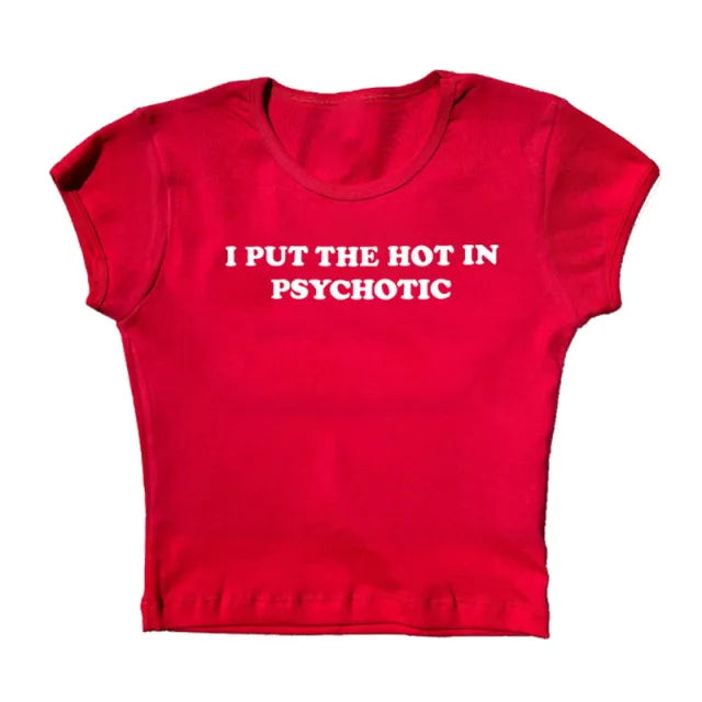 Cute Short Top Women's Summer Casual Slim Fit Street T shirt Red - Shop at LoveMi