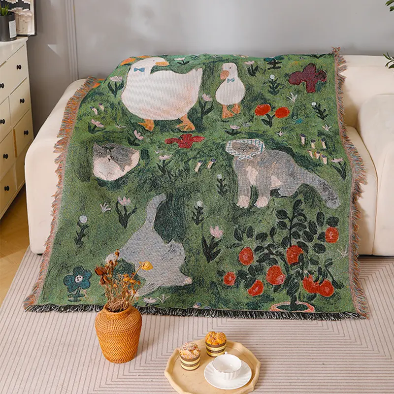 Ancient-style Artistic Tapestry Sofa Blanket Knitted Throw