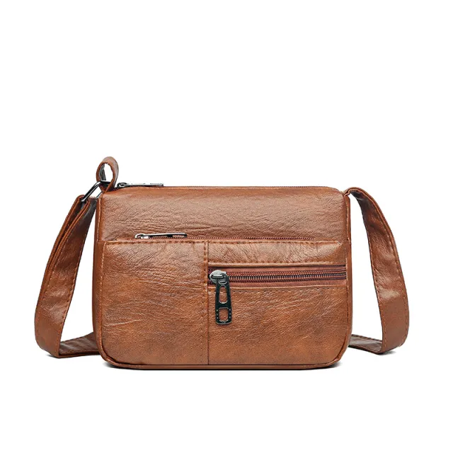 Simple And Lightweight Shoulder Large Capacity PU Crossbody Bag Brown - Shop at LoveMi