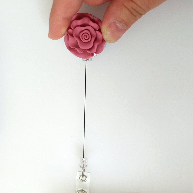 Resin Flower Employee ID Lanyard Clip With Adjustable Buckle
