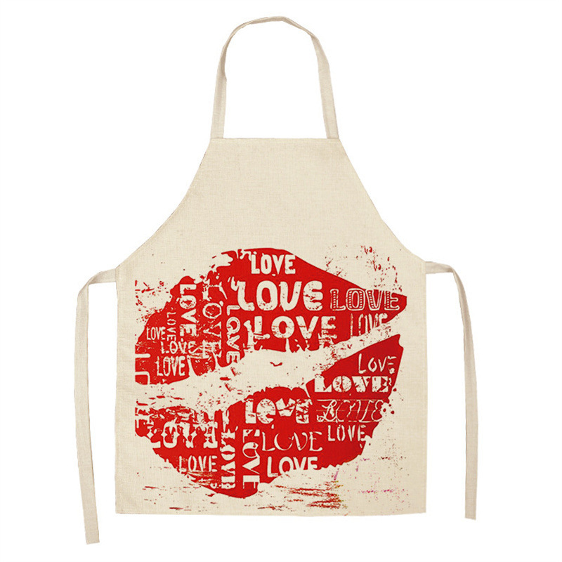 Title 12, Red Lip Letters Apron Used In Kitchen Home Clea...