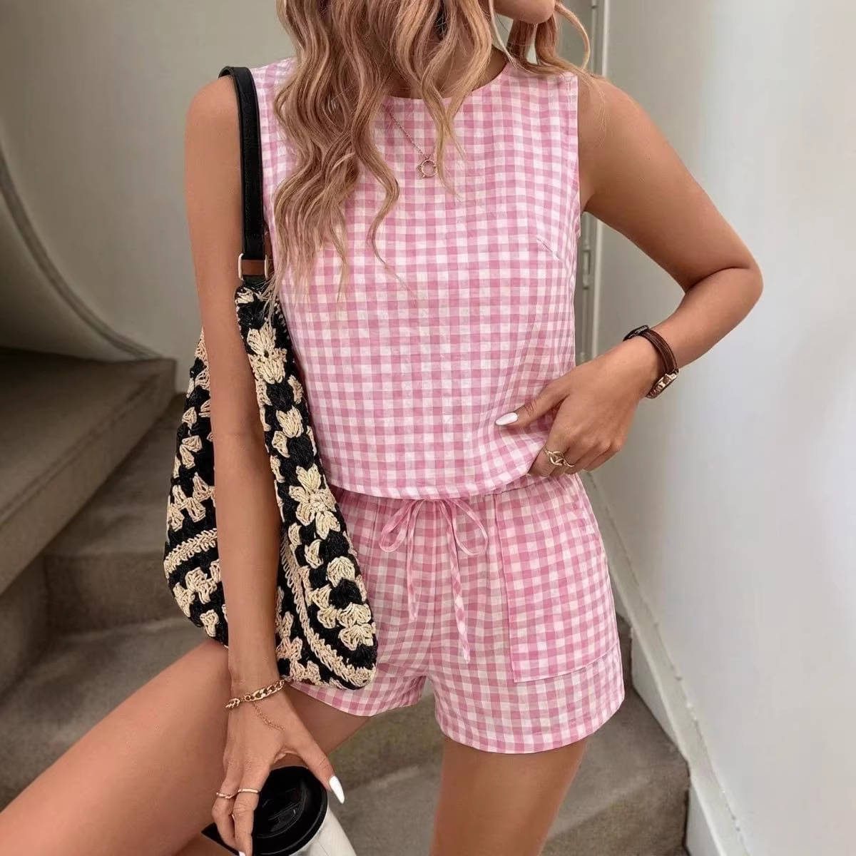 Casual Holiday Plaid Vest Two-Piece Set