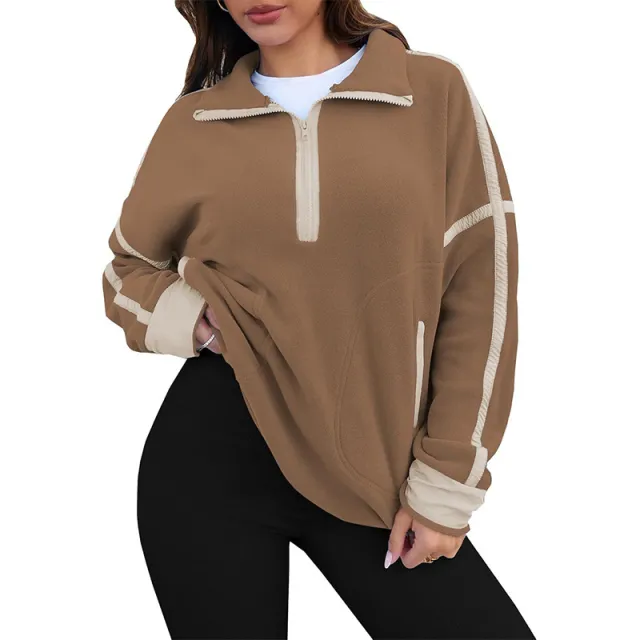 Casual Drawstring Short Loose Mock Neck Sweater Brown - Shop at LoveMi