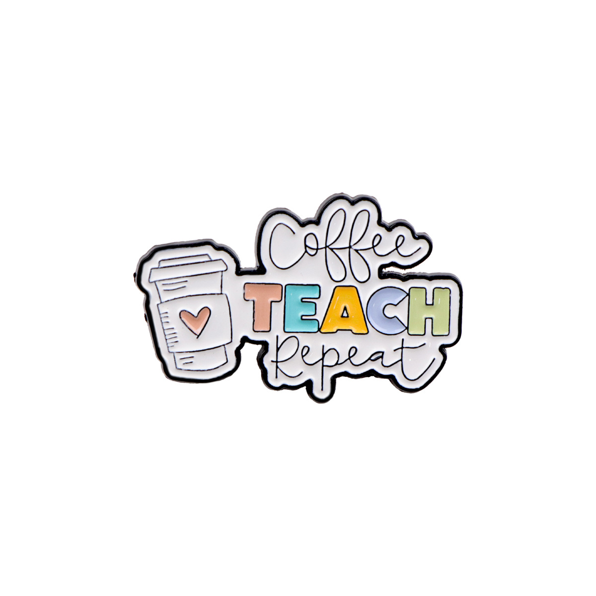 Coffee Quote Cartoon Metal Badge Brooch