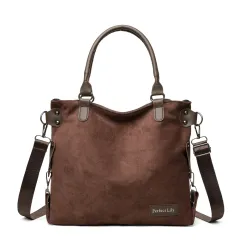 Womens High-Capacity Fashionable Vintage Tote Bag - Brown - View 1