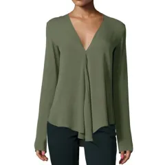 Loose Casual Solid Color Sleeveless Women's Temperament Wild Shirt - Green - View 1