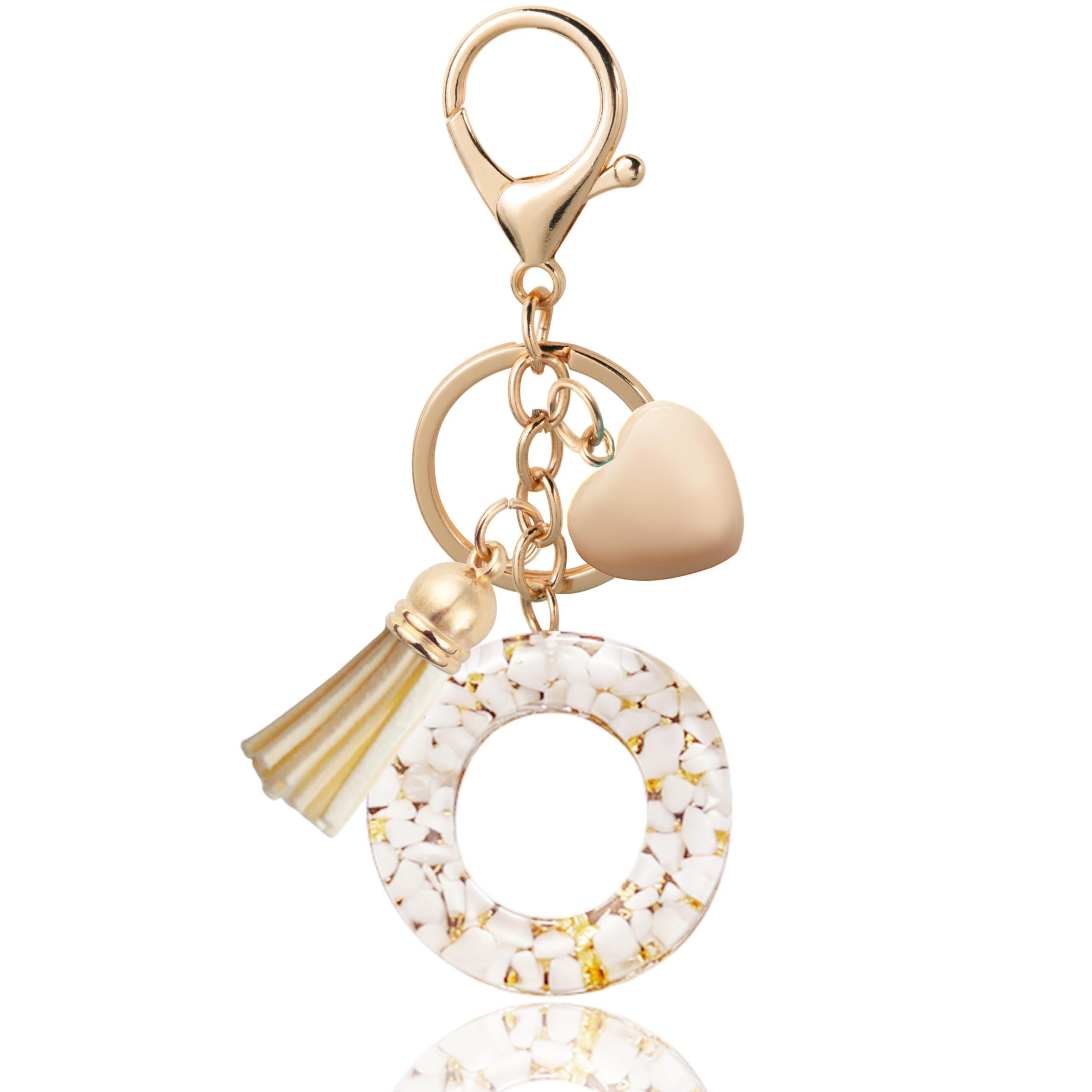 Fashionable Personalized Heart-shaped Pendant With White Shell Fragments Lettering And Tassel