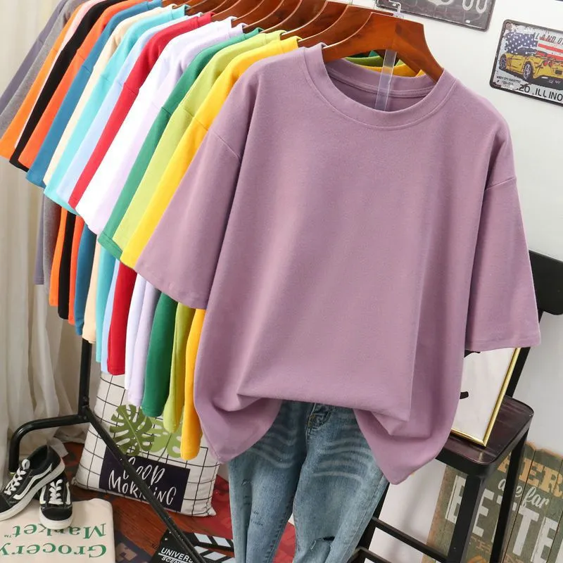 Solid Colour T-shirt Women Loose Thin Looking Extra Large Plus - Dark Purple