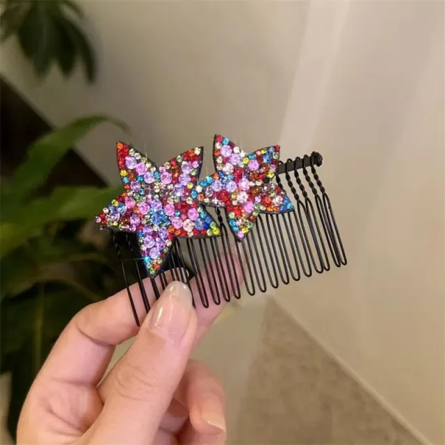 Female Rhinestone Five pointed Star Back Head Organize Fantastic Hair Accessories Color Xingx Inverted Hair Comb - Shop at LoveMi