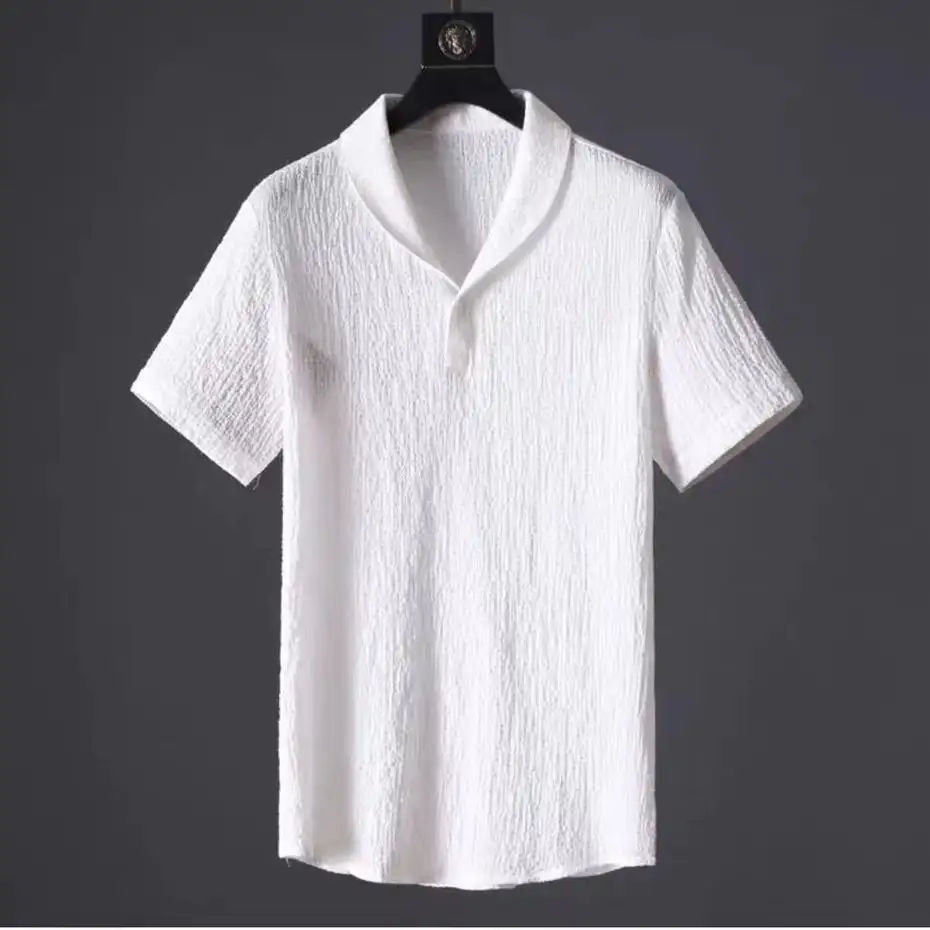 Leisure Suit Summer Loose Short Sleeve Top and Drawstring Trousers Fashion Mens
