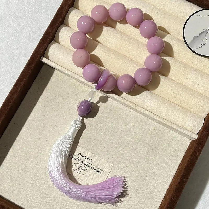 Rare Large Size White Jade Bodhi Root Bracelet