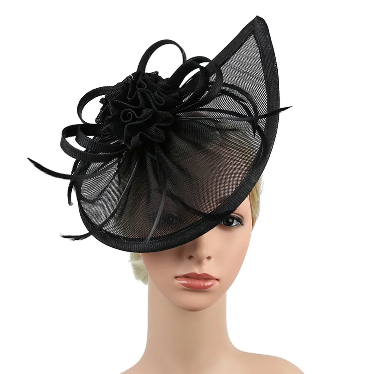 Linen Horse Racing Top Hat Hair Accessories - Black