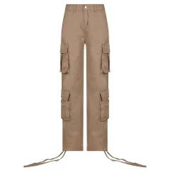 Autumn And Winter Foreign Trade Women's Street Hip Hop Style Low Waist Tooling Denim Pants Casual Pants - Khaki - View 1
