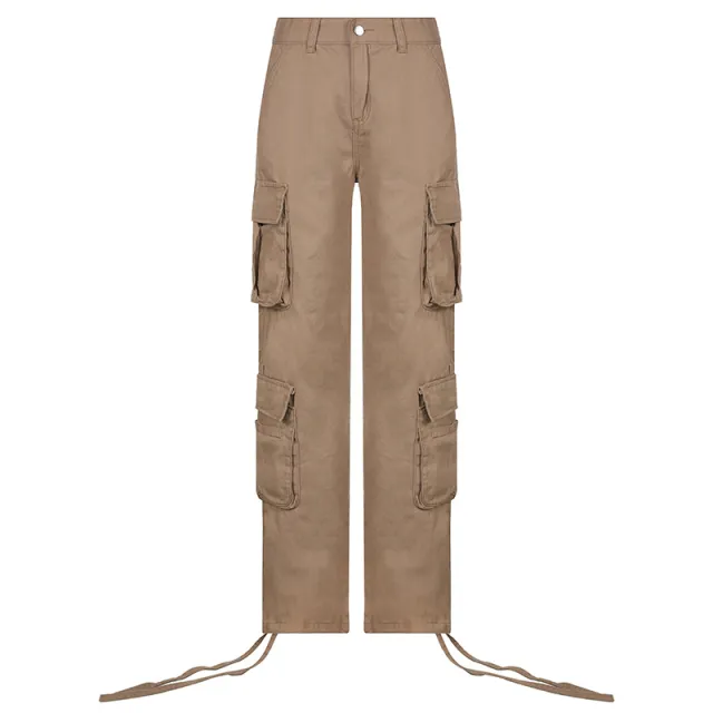 Autumn And Winter Foreign Trade Women's Street Hip Hop Style Low Waist Tooling Denim Pants Casual Pants Khaki - Shop at LoveMi