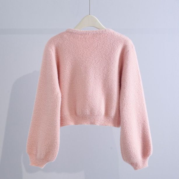 Short Artificial Mink Fur Sweater Coat