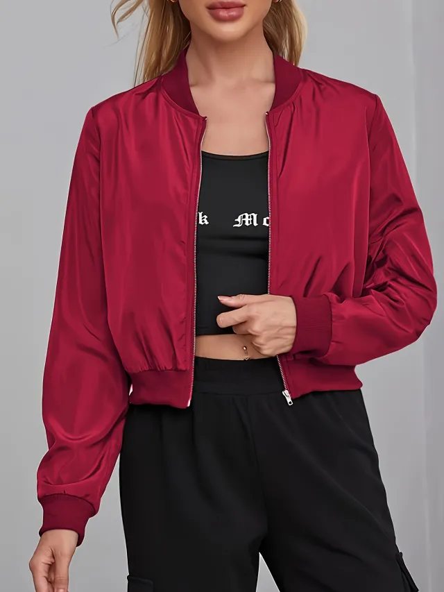 Casual Jacket Niche Zipper Women's Long Sleeve Red - Shop at LoveMi