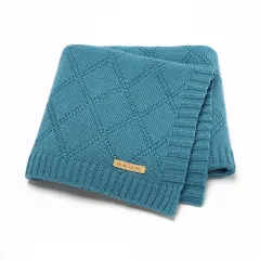 Baby Knitted Blanket Baby's Blanket - Blue And Green - View 1