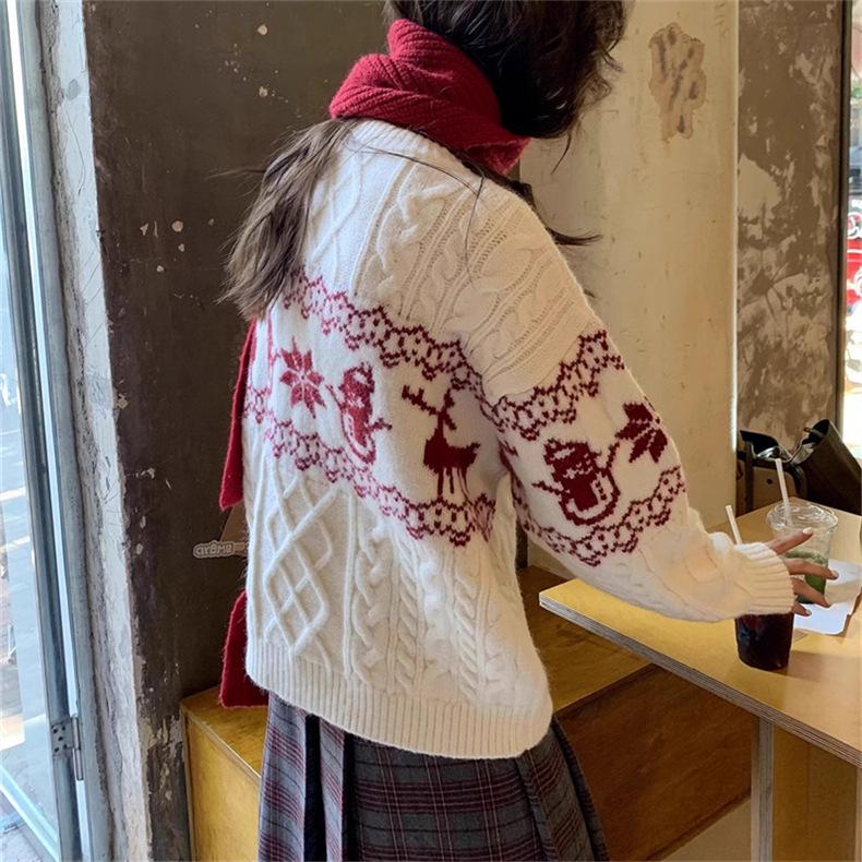 Korean Retro Christmas Atmosphere Silk Sweater