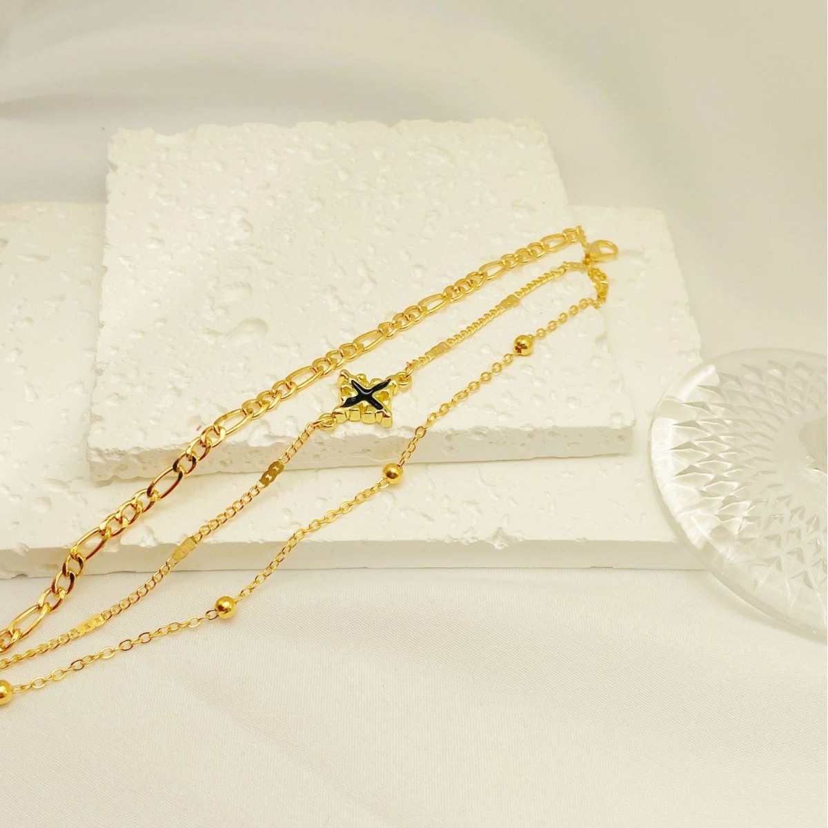 Simple Multi-layer Oil Dripping Cross Pendant Bracelet