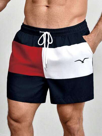 Printed Drawstring Waist Diagonal Pocket Casual Pants