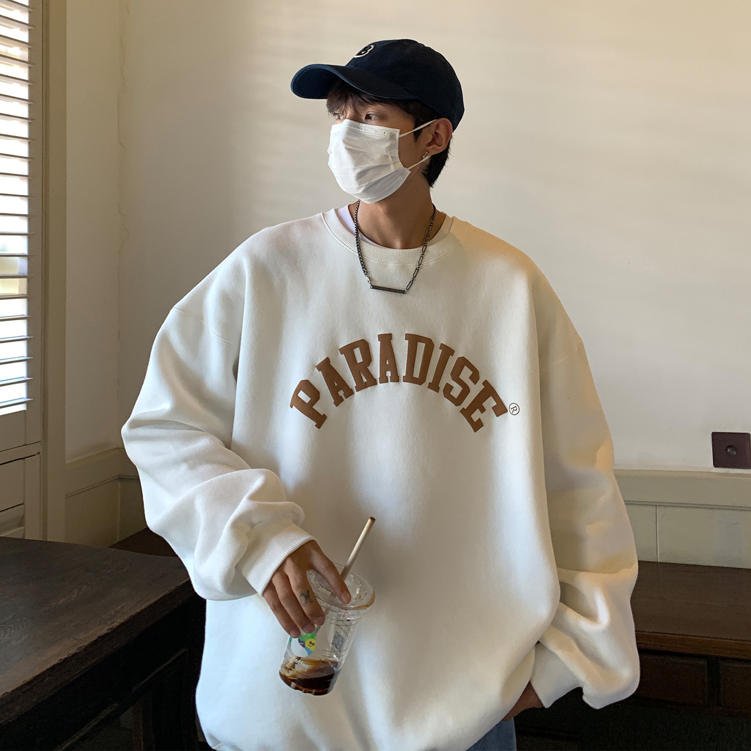 Letter Print Sweatshirt Round Neck Pullover Bottoming Shirt