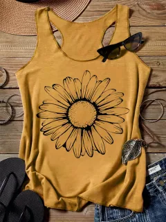 202 Casual Round Neck Narrow Edge Top Loose Sports Pattern Digital Printing Vest Women's Clothing - G45Z867-L - View 1